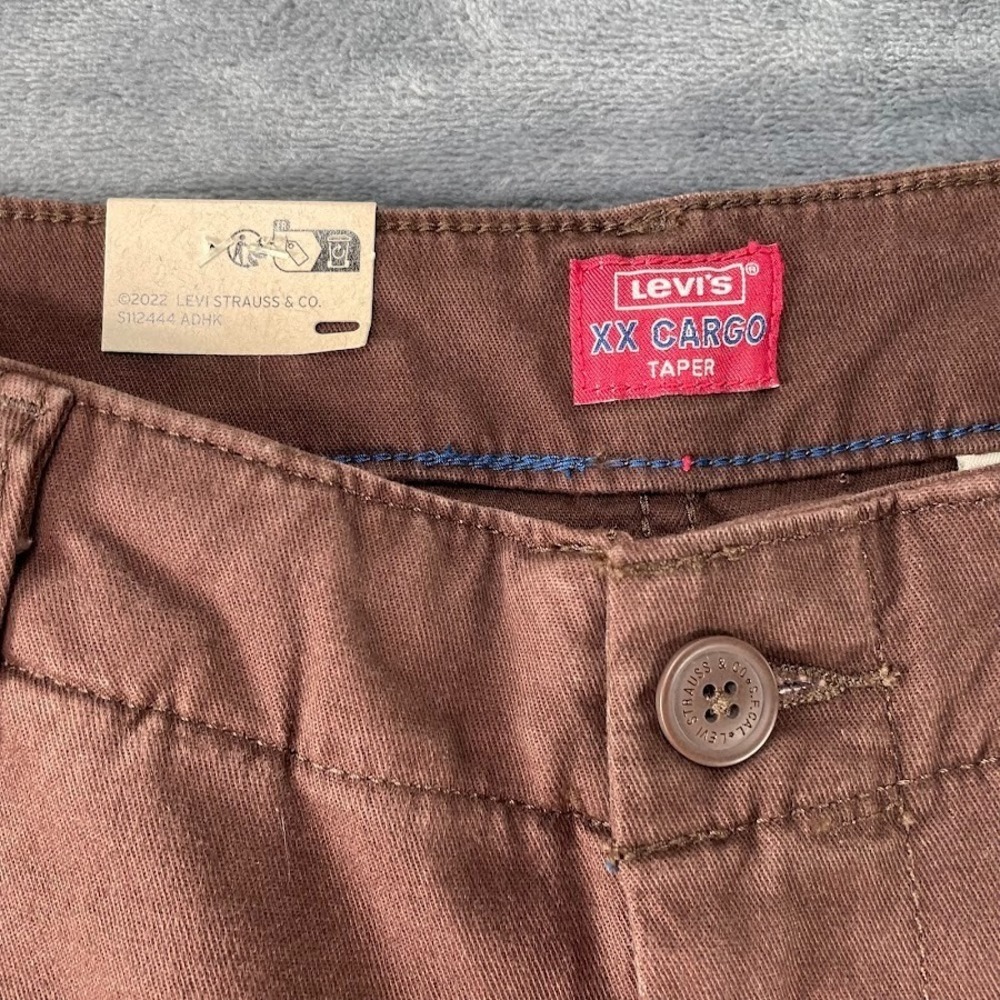 Levi's XX Cargo Pockets Relaxed Tapered Pants 30X32 Men's Brown Stretch Cotton - Picture 5 of 8